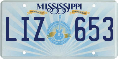 MS license plate LIZ653