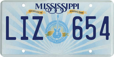 MS license plate LIZ654