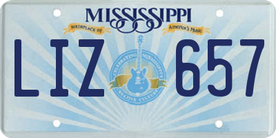 MS license plate LIZ657