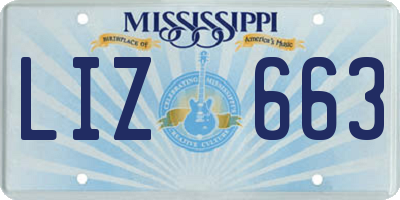 MS license plate LIZ663