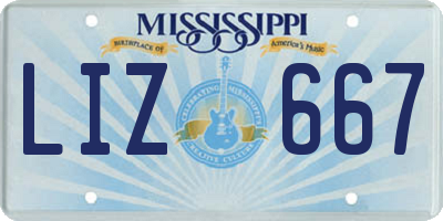 MS license plate LIZ667