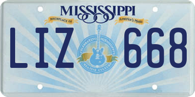 MS license plate LIZ668