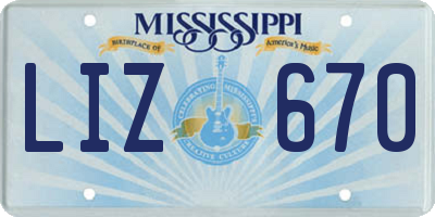 MS license plate LIZ670