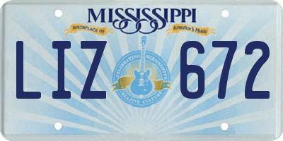 MS license plate LIZ672