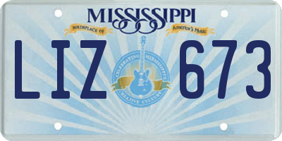 MS license plate LIZ673