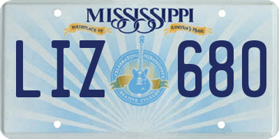 MS license plate LIZ680
