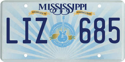 MS license plate LIZ685
