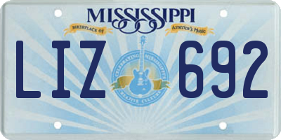 MS license plate LIZ692