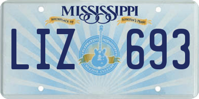MS license plate LIZ693