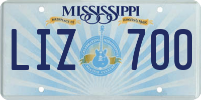 MS license plate LIZ700