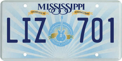 MS license plate LIZ701
