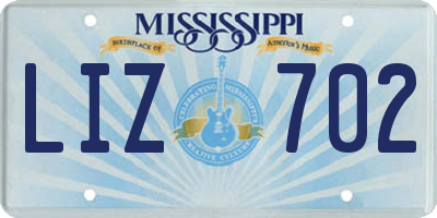 MS license plate LIZ702