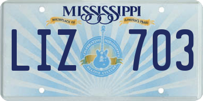 MS license plate LIZ703