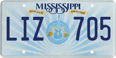 MS license plate LIZ705