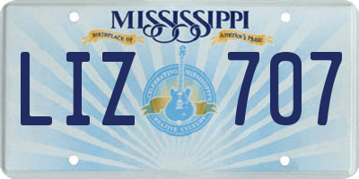 MS license plate LIZ707