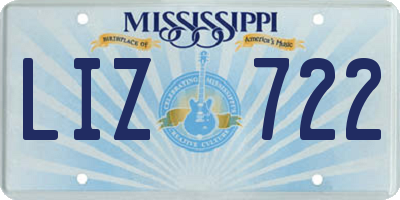 MS license plate LIZ722