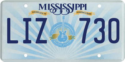 MS license plate LIZ730