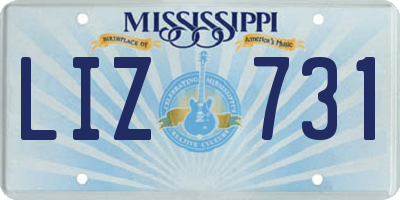 MS license plate LIZ731