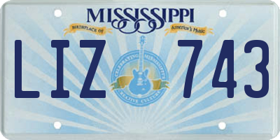 MS license plate LIZ743