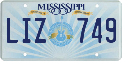 MS license plate LIZ749