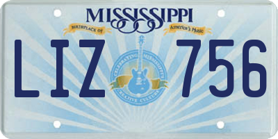 MS license plate LIZ756