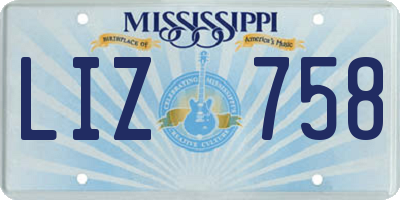 MS license plate LIZ758