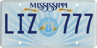 MS license plate LIZ777