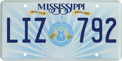 MS license plate LIZ792