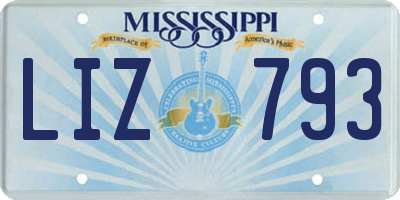 MS license plate LIZ793
