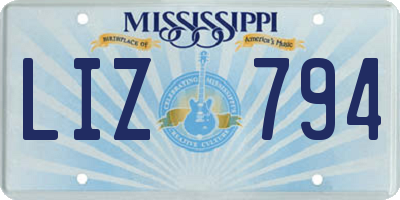 MS license plate LIZ794