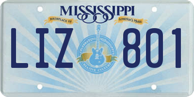 MS license plate LIZ801