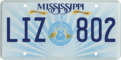 MS license plate LIZ802