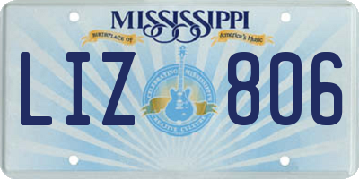 MS license plate LIZ806