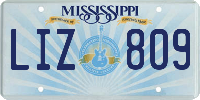 MS license plate LIZ809