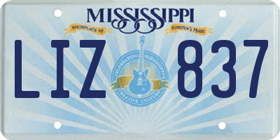 MS license plate LIZ837