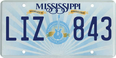 MS license plate LIZ843