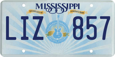 MS license plate LIZ857