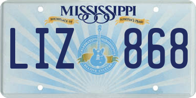 MS license plate LIZ868