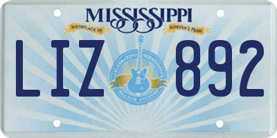 MS license plate LIZ892