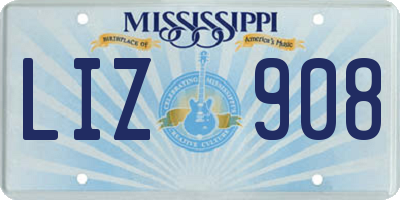 MS license plate LIZ908