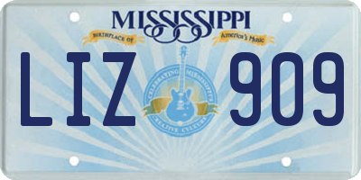 MS license plate LIZ909