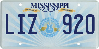 MS license plate LIZ920
