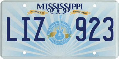 MS license plate LIZ923
