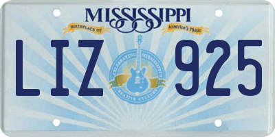 MS license plate LIZ925