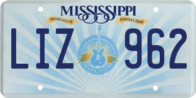 MS license plate LIZ962