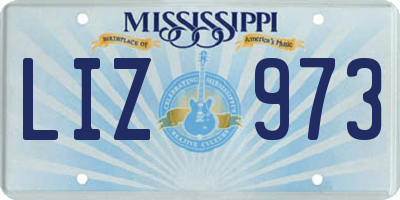 MS license plate LIZ973