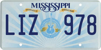 MS license plate LIZ978