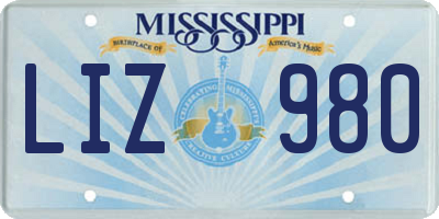 MS license plate LIZ980