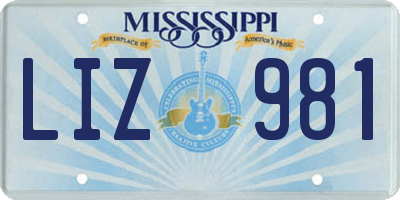 MS license plate LIZ981