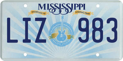 MS license plate LIZ983